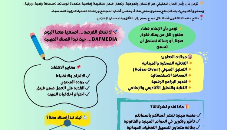 فرص تعاون جديدة في الصحافة الرقمية والإنتاج الإعلامي مع DAFMEDIA